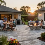 Gathering family around a paver patio, ideal search for Brick pavers near me.