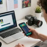 Experience LODE 88 sports betting on mobile, capturing user excitement in a modern home office.