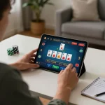 Engage with xx88's online baccarat gameplay from a cozy home setting, highlighting strategic moments.
