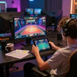 Engaging online gaming scene with sunwin20 app displayed on tablet, highlighting strategic gameplay