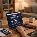 Engaging in online gaming at webnk88 with a cozy home setup, showcasing strategies and enjoyment.