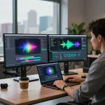 Dynamic workspace showing motion control AI development, reflecting mind control technology.