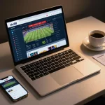 Experience online sports betting at Sky88 with an elegant gaming setup showcasing live odds.