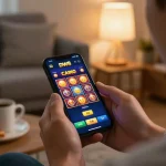 Engaging user placing bets on the dw8 casino app, showcasing vibrant slot game interface.