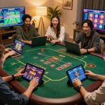 Players engaged in online gaming at nhà cái mb66 enjoying diverse casino options on multiple devices.