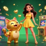 Experience the excitement of lv 88 casino with a cheerful character and lucky cat interaction.