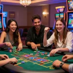 Group of friends enjoying games at CM88, showcasing online casino excitement at Https://cm88z.com.co/.