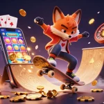 Spin and win with slot 10k as a skateboarder fox and BMX rabbit showcase vibrant gaming action.