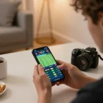 Engaging with go8 đăng nhập for sports betting via smartphone while enjoying a cozy home setup.