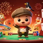 Engage in thrilling wins at Man Club with vibrant slot reels, poker elements, and festive casino atmosphere.