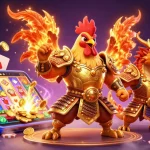 Alo8 showcases a dynamic game scene with a samurai rooster, dragon, and gambling elements.