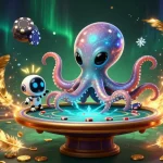 Experience thrilling poker action with 138bet1's holographic table in a vivid 3D illustration.