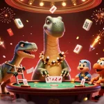 Join the excitement at 01s8 with card dealing dinosaurs and vibrant casino elements.