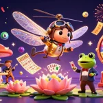 Experience vibrant gaming excitement with ku88, featuring a dragonfly pilot and lively casino scene.