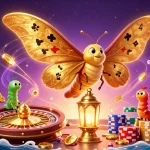 Win big at 98win with this captivating casino scene featuring golden coins and vibrant game elements.
