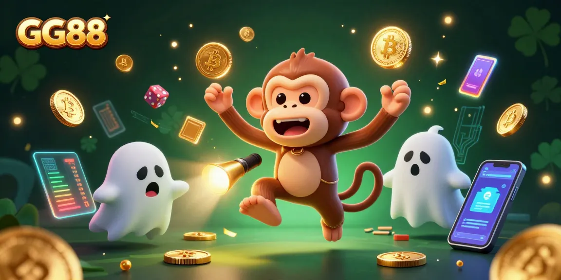 Join the excitement at GG88's vibrant haunted casino as the playful poltergeist monkey juggles golden treasures.
