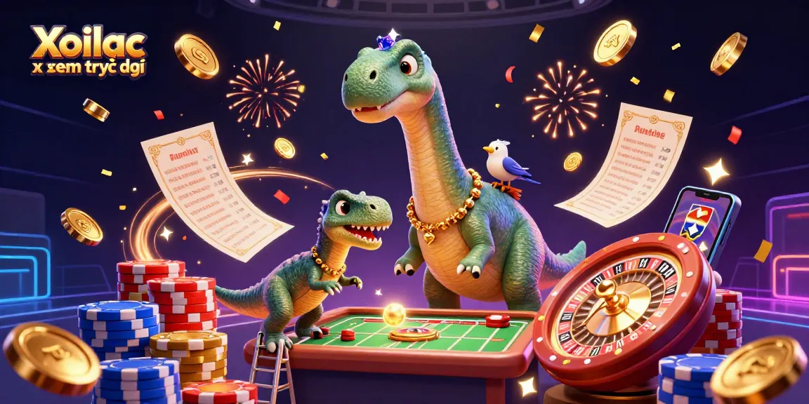 Xoilac xem trực tiếp showcases a lively sports betting scene with vibrant characters and dazzling effects.