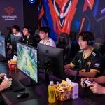 Exciting esports fans engaged in tournament atmosphere at https://proplay88.uk.com/ with vibrant lighting and gaming displays.
