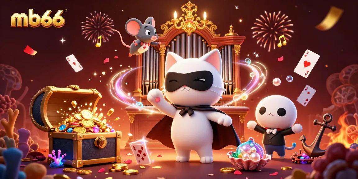 Engage with mb66 at a vibrant casino scene featuring whimsical characters and dynamic gaming elements.
