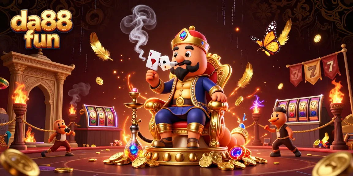 Engage with da88 fun in a vibrant slots scene featuring a sultan caterpillar master and dynamic golden gaming elements.