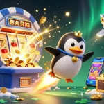 Experience keo nha cai excitement with a golden penguin and slots in a vibrant casino universe.